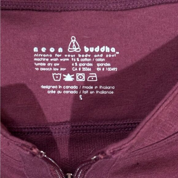 Neon Buddha Gray Full Zip Sweatshirt Jacket Activewear Womens Small Burgundy - Picture 3 of 7
